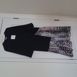 Zara Black And White Animal Print Silk Midi Dress Size S